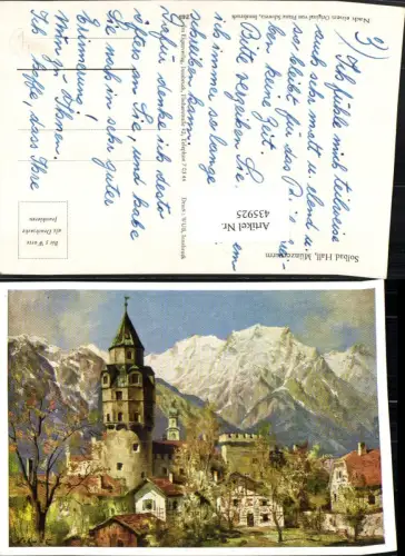 435925,Künstler AK Franz Schwetz Bad Hall in Tirol Münzerturm Turm Bergkulisse