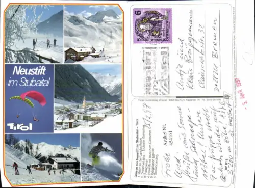 454161,Neustift im Stubaital Totale Skifahrer Snowboard Mehrbildkarte