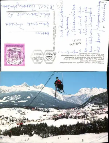 454181,Seefeld in Tirol Totale Sessellift m. Wetterstein Bergkulisse Winterbild