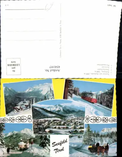 454197,Seefeld in Tirol Totale Standseilbahn Pferdeschlitten Kirche Mehrbildkarte