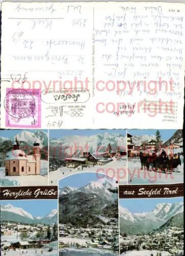 471485,Seefeld in Tirol Totale Pferdeschlitten Kirche Mehrbildkarte