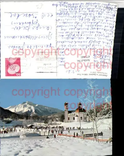 475441,Seefeld in Tirol Seekirchl Eislaufplatz Bergkulisse Winterbild