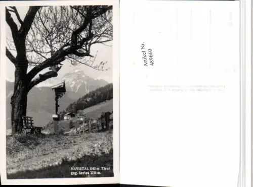 489660,Navistal b. Matrei am Brenner Wegkreuz geg. Serles Bergkulisse