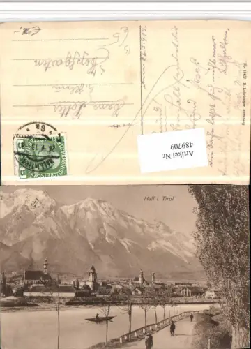 489709,Hall in Tirol Totale Fluss Bergkulisse