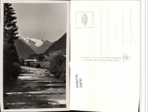 504782,Aus dem Stubaital b. Neustift Landschaft Bach Bergkulisse