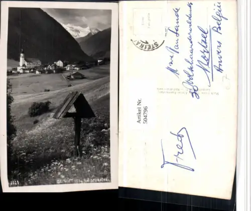 504796,Neustift im Stubaital Teilansicht Kirche Marterl Bergkulisse