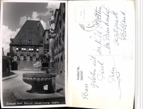 504797,Bad Hall in Tirol Oberer Stadtplatz Rathaus Brunnen