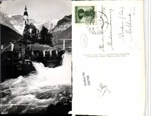 504798,Obernberg am Brenner Kirche Wasserfall Bergkulisse