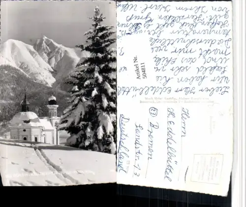 504811,Seefeld Seekirche Kirche Bergkulisse Winterbild