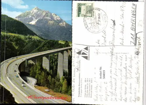 504819,Europabrücke Brennerautobahn b. Schönberg geg. Serles Bergkulisse