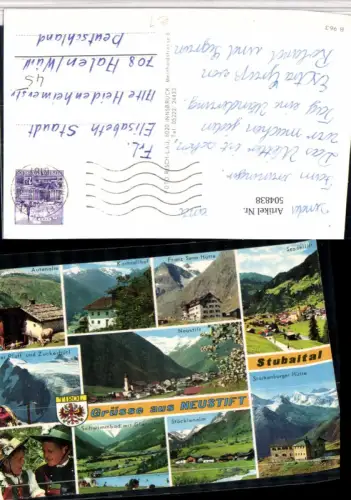 504838,Neustift Totale Berghütten Schwimmbad Trachten Mehrbildkarte