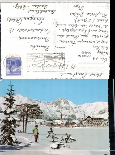 504840,Seefeld Teilansicht Langläuferin Bergkulisse Winterbild