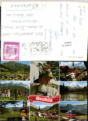 504854,Seefeld Totale Seekirche See Bergbahn Alter Mann Mehrbildkarte