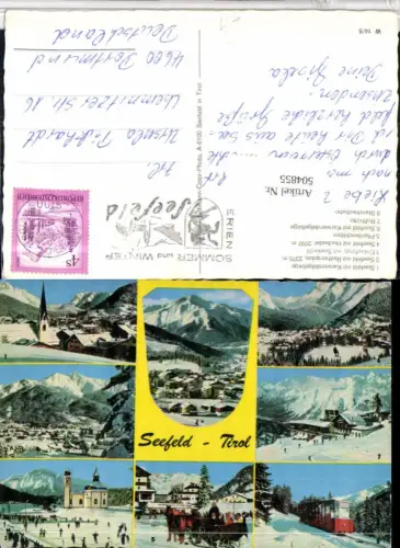 504855,Seefeld Totale Seekirche Eislaufplatz Bergbahn Pferdeschlitten Mehrbildkarte