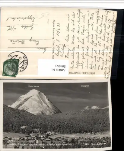 504953,Seefeld Totale m. Hohe Munde Bergkulisse Winterbild pub H. Huber 5265