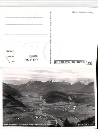 504972,Blick von Mösern b. Seefeld auf Telfs Bergkulisse pub H. Huber 5220