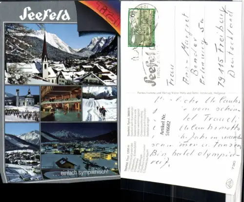 516682,Seefeld in Tirol Totale Kirche Langläufer Winterbilder Mehrbildkarte