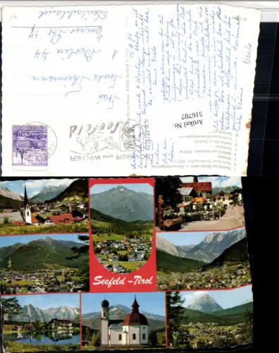 516707,Seefeld in Tirol Totale Seekirchl Brunnen Mehrbildkarte