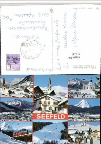 516720,Seefeld in Tirol Totale Seekirchl Bergbahn Seilbahn Winterbilder Mehrbildkarte