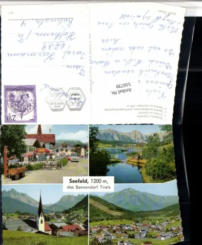 516739,Seefeld in Tirol Totale See Brunnen Bus Mehrbildkarte