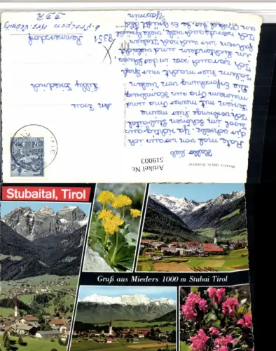 519003,Mieders im Stubai Totale Blumen Mehrbildkarte