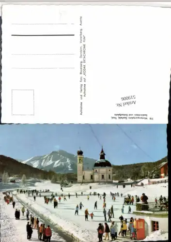519006,Seefeld Seekirchlein Kirche Eislaufplatz Bergkulisse Winterbild
