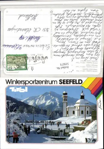 519271,Seefeld Seekirchlein Kirche Eislaufplatz Bergkulisse Winterbild