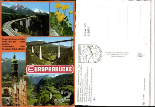 519961,Europabrücke Brücke b. Innsbruck Stadtturm Mehrbildkarte