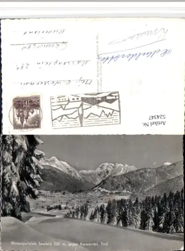 524347,Seefeld Totale geg. Karwendel Bergkulisse Winterbild