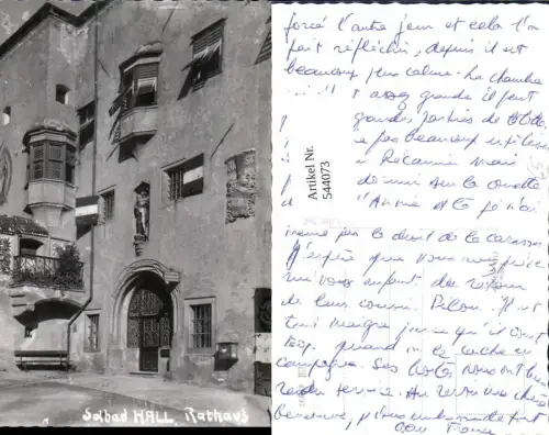 544073,tolle Foto-AK Hall in Tirol Rathaus Erker pub Stockhammer