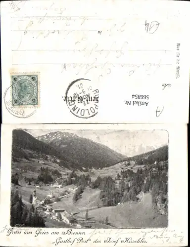 566854,Litho Gries am Brenner 1910 Gasthof Post