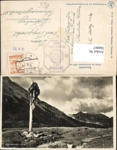 566867,Karwendel Partie a. Hochalmsattel Wegkreuz Scharnitz pub Verlag Alpenland 94
