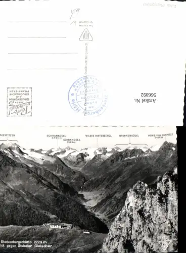 566892,Foto Ak Neustift im Stubaital Starkenburgerhütte Blick geg. Stubaier Gletscher Gipfelkarte