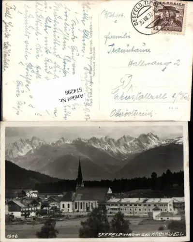 574298,Foto Ak Seefeld in Tirol geg. Kalkkögl pub Much Heiss 1606