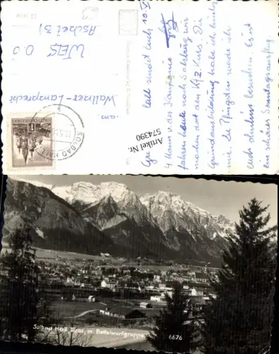 574390,Foto Ak Hall in Tirol m. Bettelwurfgruppe