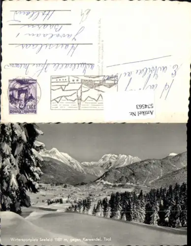 574563,Foto Ak Seefeld in Tirol geg. Karwendel Winteransicht