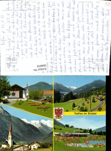 584058,Mehrbild Ak Telfes im Stubai Kirche Eisenbahn Schwimmbad