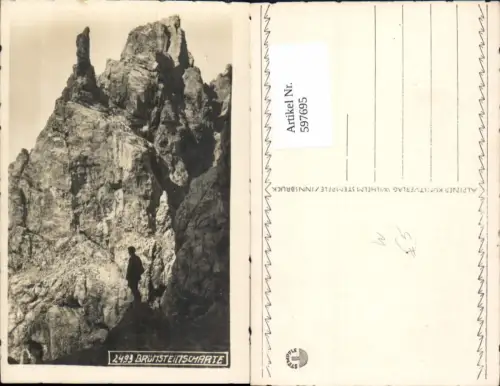 597695,Foto Ak Telfs Grünsteinscharte Gipfel Bergsteiger