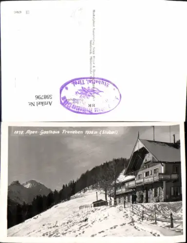 598796,Foto Ak Alpengasthaus Froneben Stubai Winteransicht Telfes im Stubai