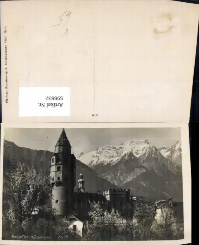 598832,Foto Ak Hall i. Tirol Münzerturm Turm pub A. Stockhammer 6673