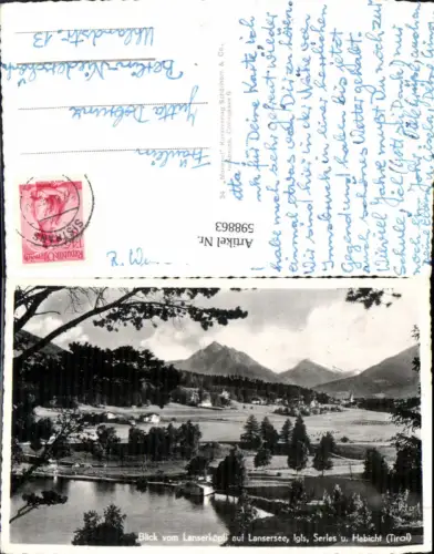 598863,Lans Blick v. Lanserköpfl auf Lansersee Igls Serles u. Habicht