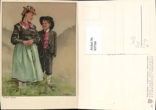 637590,Künstler Ak Hans Lang Tiroler Tracht Zirl Tracht Innsbruck