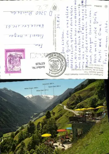 637628,Neustift i. Stubaital Jausenstation Kartnall Blick v. d. Terrasse i. Unterbergtal