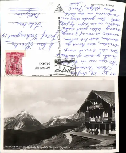 643458,Foto Ak Rosshütte b. Seefeld i. Tirol geg.Hohe Munde u. Zugspitze