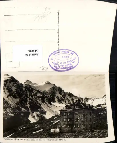 643496,Foto Ak Ranalt Neustift im Stubaital Nürnberger Hütte i. Stubai m. d. Feuerstein
