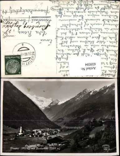 659594,Foto Ak Neustift i. Stubaital mit Zuckerhütl