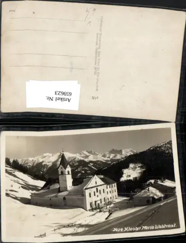 659623,Foto Ak Kloster Maria Waldrast Winteransicht Mühlbachl in Tirol