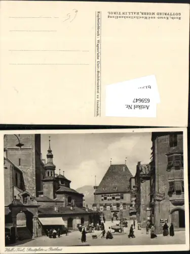 659647,Foto Ak Hall i. Tirol Stadtplatz u. Rathaus