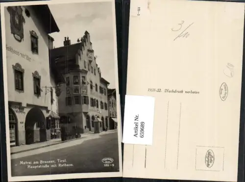 659689,Foto Ak Matrei a. Brenner Hauptstraße mit Rathaus