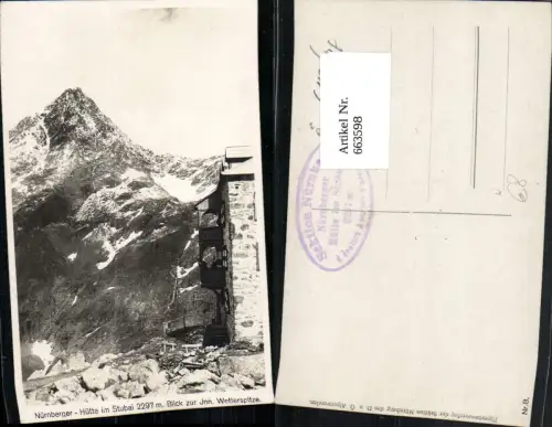 663598,Nürnberger Hütte Neustift im Stubaital Blick zur Inn Wetterspitze